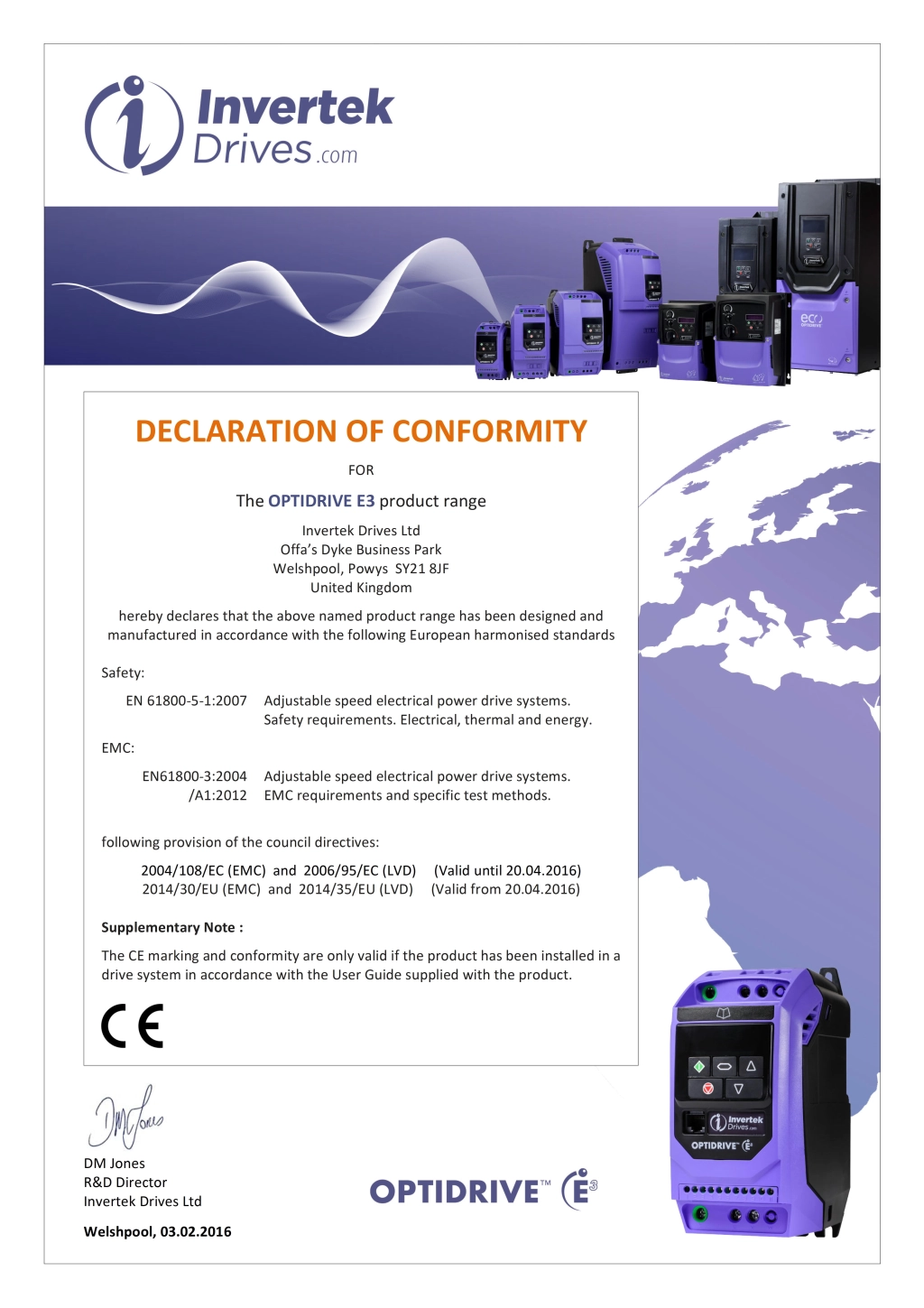 Frekvenční měnič 1.1kW, INVERTEK, ODE-3-220105-1F4A-01, Single Phase, Non-switched